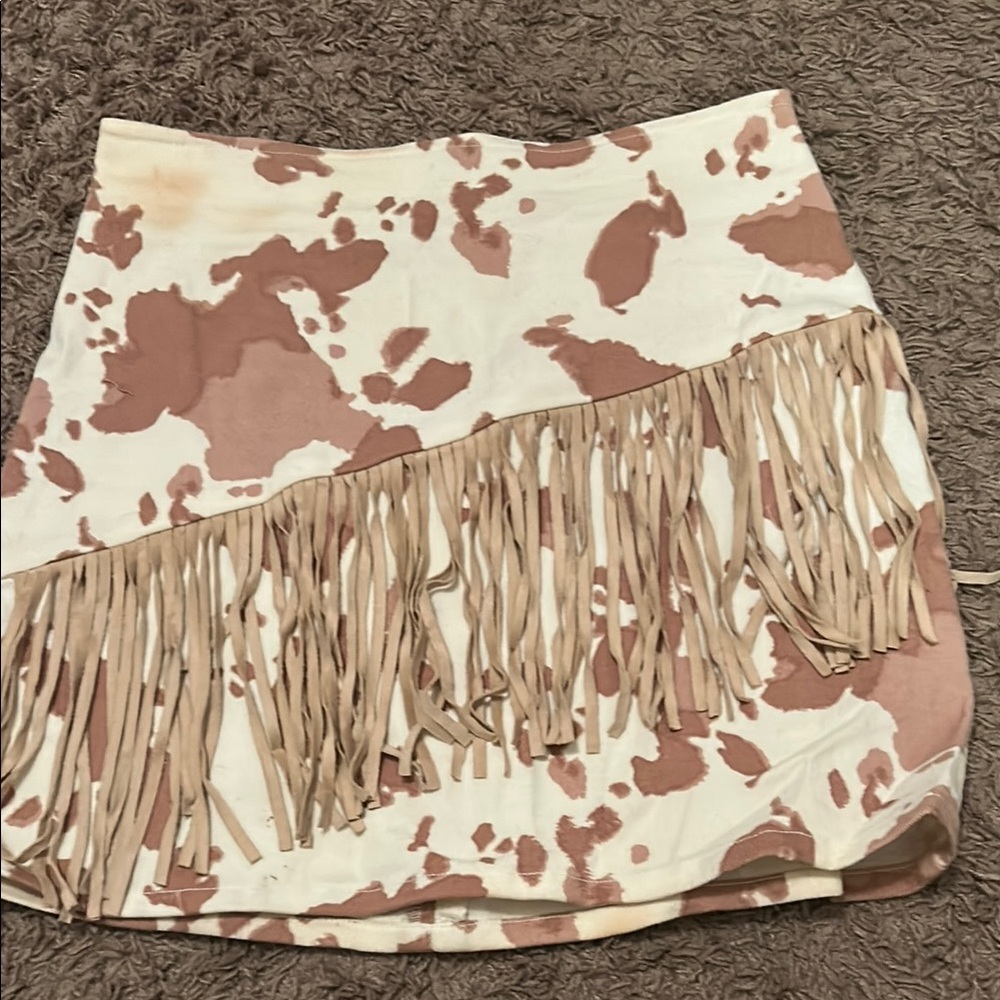 Altar'd State Tan Asymmetrical Mini Skirt
